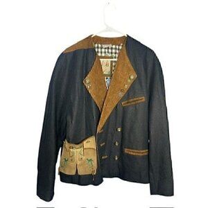 Vintage Herren German Jacket With Embroidered Pockets & Unique Buttons